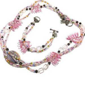 Handmade Jewelry Set by Surdigirl - Porcelain Art & Glass Beads